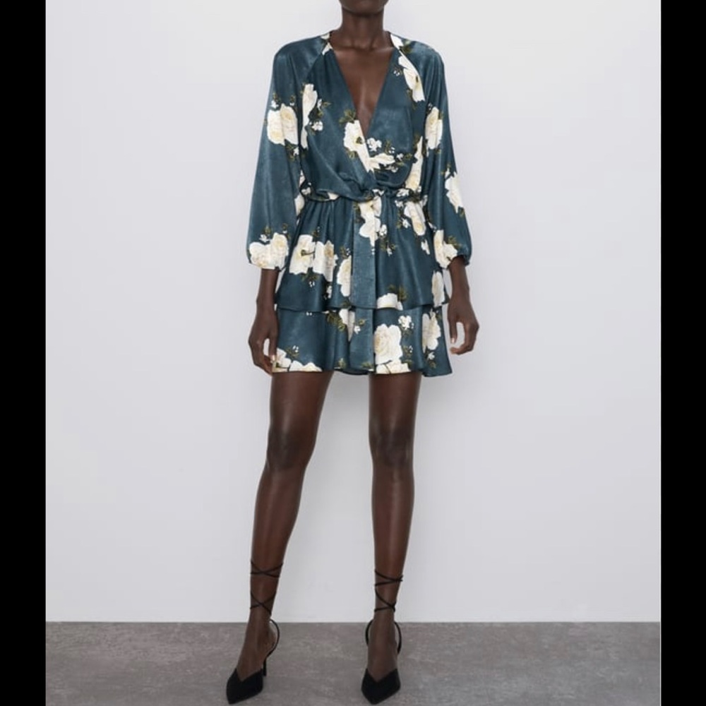 Zara Ruffle Floral Print Dress